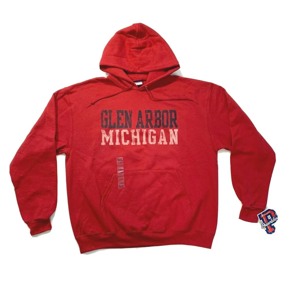 NEW Champion Hoodie Mens Extra Large Red Sweatshirt Fleece Michigan‎ Active